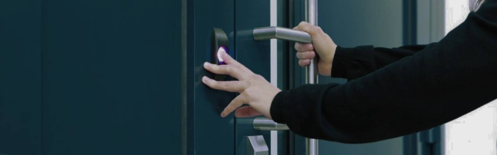 security-door-home-slider Person entering a security door with access control